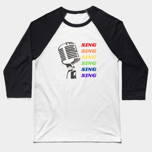 Colorful Sing Microphone Singer Vocalist Baseball T-Shirt